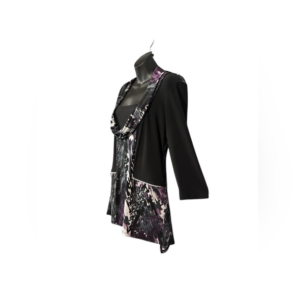 Frank Lyman Design, Chic Designer Tunic, Size 10, Black, White, Purple - Picture 7 of 10